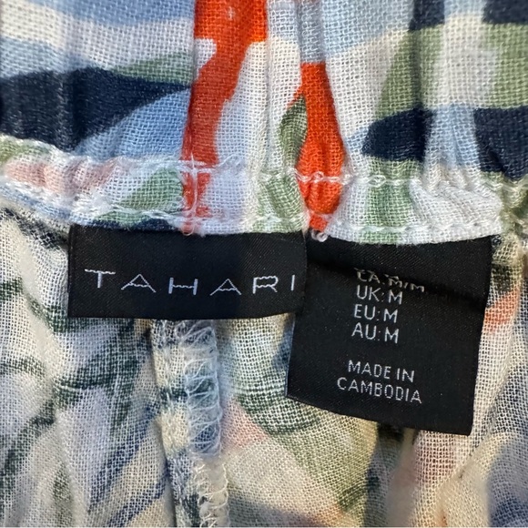 Tahari Women's Tropical Leaf Wide Leg Pants - Orange, Blue, Green - Picture 4 of 4